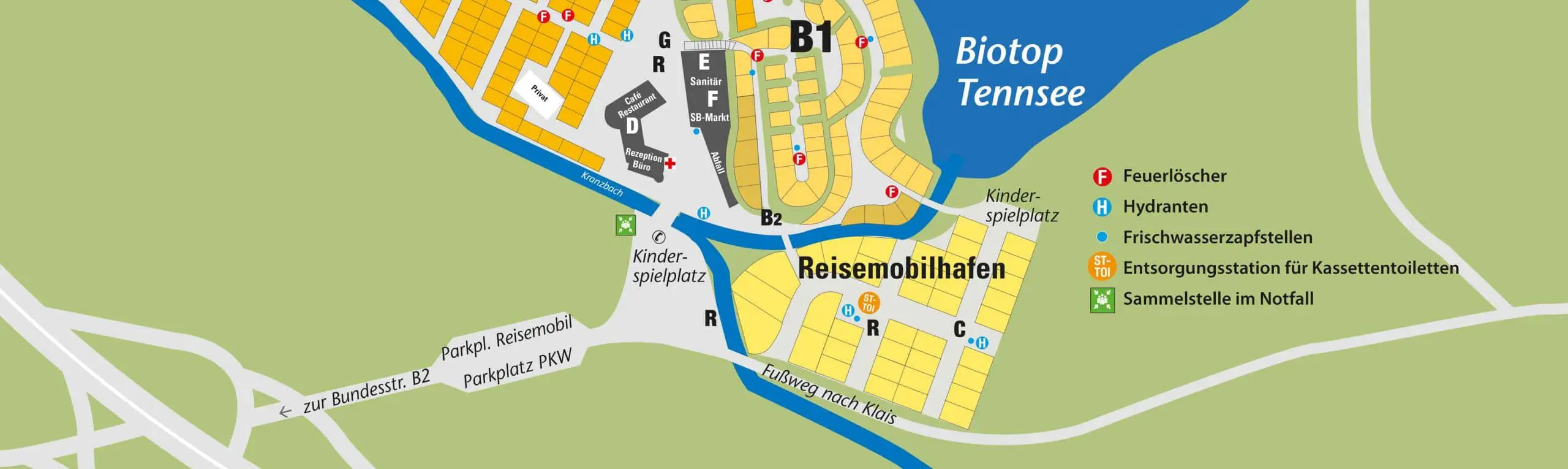 Wohnmobilstellplatz Platzplan Übersicht Bereiche