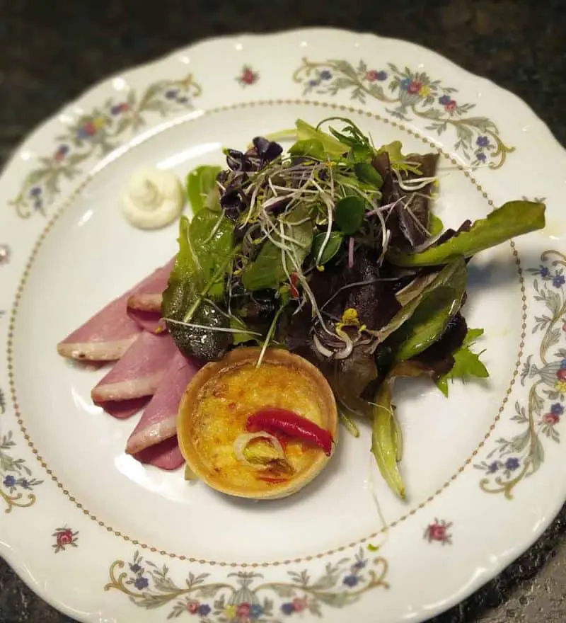 Plate of salad with duck