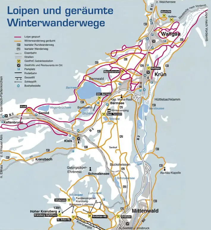 Karte Loipen und Winterwanderwege