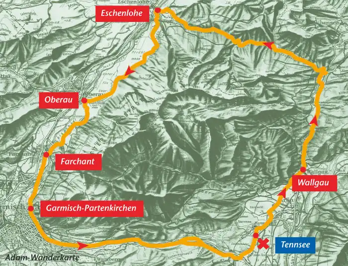 Karte Eschenlainetal Radtour