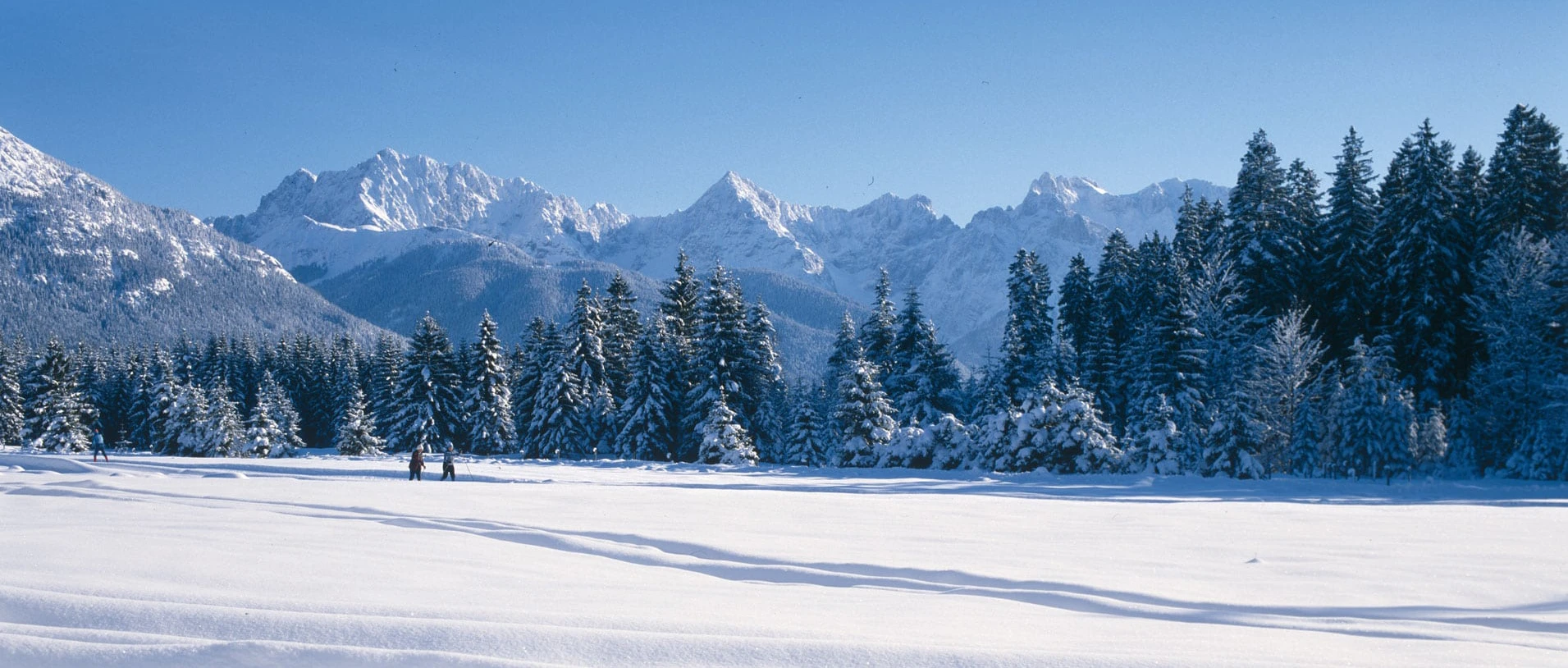 Winterlandschaft am Campingplatz Krün Mittenwald in Bayern